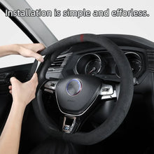 Load image into Gallery viewer, Suede Cover for All Seasons Auto Steering Wheel Cover Ultra-thin Non-slip D-shaped Round Breathable Car Steering Wheel Protector