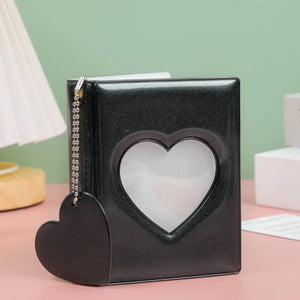 3 Inch Heart Love Hollow Photo Album 32 Pockets Photocard Holder Mini Storage Case
