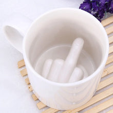Load image into Gallery viewer, Middle Finger Cup Ceramic Mug Personalized Middle White Funny Coffee Milk Water Tea Cup with Handle for Party April Fool's Day