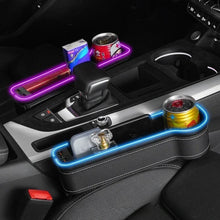 Load image into Gallery viewer, New Car Crevice Storage Box with 2 USB Charger Colorful LED Seat Gap Slit Pocket Seat Organizer Card Phone Bottle Cups Holder