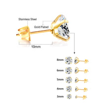 Load image into Gallery viewer, LUXUSTEEL 1Pairs/2Pcs Stainless Steel Crystal Studs Earrings For Women Men 4 Prong Tragus Round Clear Cubic Zirconia Ear Jewelry