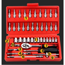 Load image into Gallery viewer, 46pcs/Set 1/4 Inch Drive Socket Ratchet Wrench Set Automobile Maintenance Tool Socket Wrench Combination Hardware Tool Car Tools
