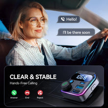 Load image into Gallery viewer, JOYROOM 48W Bluetooth 5.3 Car FM Transmitter Dual Mics PD&amp;QC 3.0 Car Fast Charging Charger Adapter U Disk Hands-Free Calling