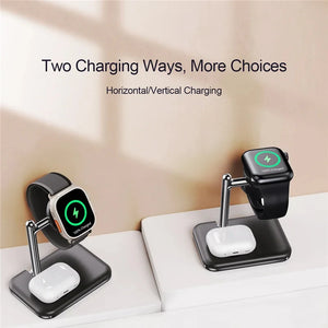 2 in 1 Fast Magnetic Wireless Charger Stand for Apple Watch 1-9 SE Airpods Pro