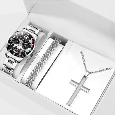 Luxury Men's Stainless Steel Quartz Watch Calendar Luminous Business Sports Bracelet