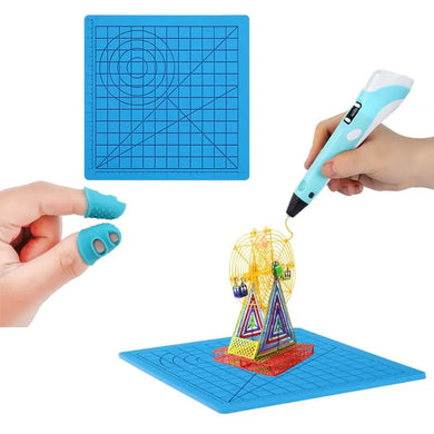3D Printing Pen Silicone Mat - DIY Creative Drawing Pad with Heat-Proof Finger Sleeve