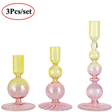 Load image into Gallery viewer, 3Pc/Set Glass Candle Holders Flower Vase Candlestick for Home Wedding Table Centerpiece Decoration