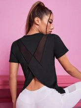Load image into Gallery viewer, Yoga outfit women's summer sports T-shirt loose breathable quick drying top mesh back training fitness short sleeved