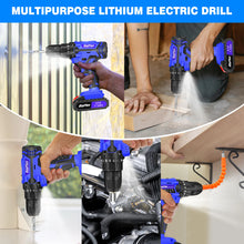 Load image into Gallery viewer, Cordless Drill Kit Electric Screwdriver Kit, 45Nm Cordless Combination Drill, LED Work Light, Home and Garden DIY Project Kit