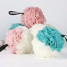 Load image into Gallery viewer, 3 Large Bath Balls Color Blocking Bubble Net Soft Scrubbing Bath Flower