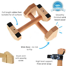 Load image into Gallery viewer, Push-up Stand Wood Pushup Bars Exercise Non-Slip Parallettes Handle Stands Calisthenics Fitness Equipment Home Strength Training