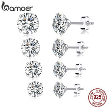 Load image into Gallery viewer, Bamoer CZ Stud Earrings 925 Sterling Silver Platinum Plated Round Cubic Zirconia Hypoallergenic Barbell Earrings 4-7mm