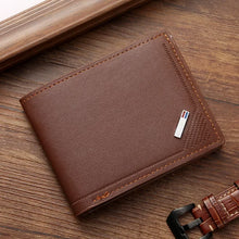 Load image into Gallery viewer, Men's leather short wallet thin wallet foldable minimalist soft leather wallet