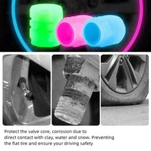 Load image into Gallery viewer, 20PCS Luminous Tire Valve Caps Motorcycle Bike Wheel Nozzle Dustproof Tyre Valve Stem Fluorescent Night Glowing Car Decor