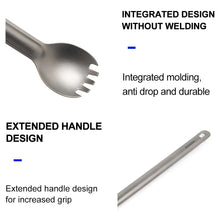 Load image into Gallery viewer, Titanium Camping Spork Spoon Fork - Lightweight Outdoor Tableware Picnic Hiking