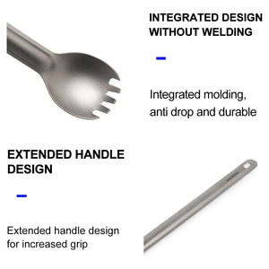 Titanium Camping Spork Spoon Fork - Lightweight Outdoor Tableware Picnic Hiking