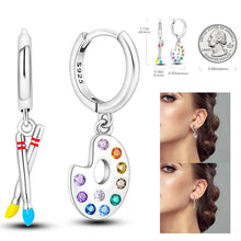 Load image into Gallery viewer, 925 Silver Hoop Earrings  For Woman Pendientes Zircon Heart Shape Star Eardrop Original Earring Fashion Jewelry