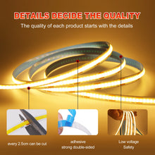 Load image into Gallery viewer, Dimmable COB LED Strip Light 5V USB Flexible LED Tape with ON OFF Switch 320LEDs High Density Linear Lighting with Adhesive Tape