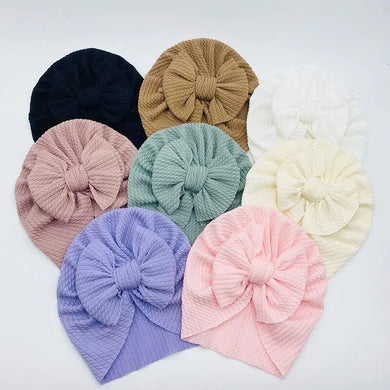 Cute Baby Turban Hat - Double Layer Big Bowknot Soft Warm Elastic Newborn Beanie