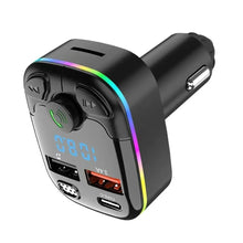 Load image into Gallery viewer, Car Charger Bluetooth 5.0 FM Transmitter Handsfree PD Type-C Dual USB Ambient Player MP3 Charger Type-C Wireless Light