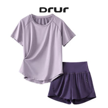 Load image into Gallery viewer, DRUR 2pcs Yoga Set Women Summer Sports Suit 2 Piece Sportswear Outfits Female Short Sleeve Fitness Tops Running Shorts Sets New