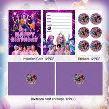 Load image into Gallery viewer, 12pcs KPop Demon Hunters Party Invitation Card Anime Kids Birthday Greeting Card Single-Page Invitation Card Party Decoration