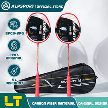 Load image into Gallery viewer, ALP LT 2Pcs/lot 100% Carbon Fiber Elastic 4U 30Lbs Racket Offensive and Defensive Professional Badminton Racket With Bag