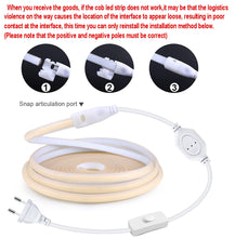 Load image into Gallery viewer, 110V 220V Cob LED Strip Light Super Bright waterproof With EU US Power Supply Switch 288 LEDS/m Warm/Neutral/White Outdoor Decor