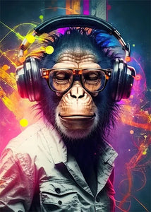 Animal DJ Harmony: Canvas Music Poster for Stylish Room Decor