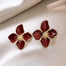 Load image into Gallery viewer, Fashion Korean Women Retro Drip Glaze Red Flower Earrings Women for Delicate Earrings Luxury Couple Engagement Jewelry Gift