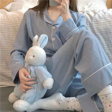 Load image into Gallery viewer, 2025 New Women's Solid Color Pyjamas Homewear Suit Girls Long-Sleeved Autumn and Winter Leisure Sleepwear Striped Nightwear