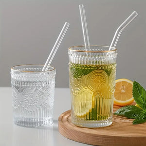 1 Set Heat-Resistant Glass Straws (5pcs) with Brush – Reusable for Smoothies, Tea, Juice