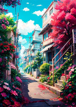 Load image into Gallery viewer, Japanese Street Scenery Sakura Architecture Canvas Posters and Prints Wall Art Paintings Mural for Modern Living Room Home Decor
