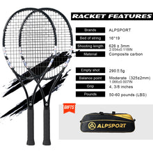 Load image into Gallery viewer, ALPSPORT Carbon Fiber Tennis Racket T800 18K-Professional Grade with Bag&amp;Strap Lightweight Training Racquet for Adults Men&amp;Women