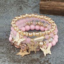Load image into Gallery viewer, 4Pcs Bohemian Butterfly Charm Bracelet Set Crystal Beads Fashion Jewelry