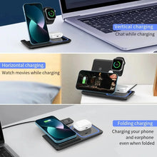 Load image into Gallery viewer, 3 in 1 Wireless Travel Charger Stand For iPhone 16~12 Pro Max iWatch S10~2 SE Ultra AirPods 4/3 Pro Foldable Fast Charging Dock