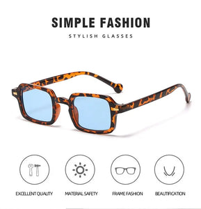 Retro UV400 Square Sunglasses for Women/Men - Leopard Print, Gradient, Rivet Design