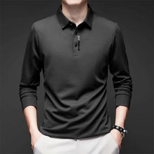 Load image into Gallery viewer, New Men's Business Casual Long Sleeved Shirt with Badge Solid Color Polo Shirt Fashionable Breathable Comfortable Versatile Top