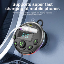 Load image into Gallery viewer, Car Bluetooth 5.0 FM Transmitter MP3 Modulator Player Handsfree Audio Receiver With 3 in 1 Charge Cable for IPhone Huawei Xiaomi