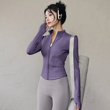 Load image into Gallery viewer, Long Sleeve Sports Jacket Women Zip Fitness Yoga Shirt Winter Warm Gym Top Activewear Running Coats Workout Clothes For Cycling