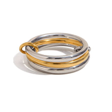 Load image into Gallery viewer, A Niche Two-Color Four-Ring Copper Jewelry Ring, Hypoallergenic, Ins Style, Stacking Artifact, Suitable For Young Wome Jewelry