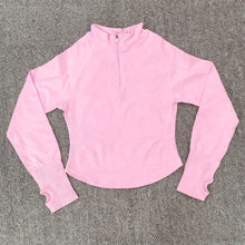 Load image into Gallery viewer, Yoga Jacket With Half Zip Shirt Women Long Sleeve Sport Tops Seamless Running Workout Coat Fitness Clothing Activewear