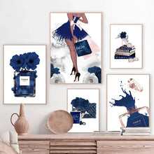 Load image into Gallery viewer, Nordic Aesthetic Blue Rose Canvas Prints Home Bedroom Decor Gifts