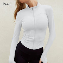 Load image into Gallery viewer, Peeli Long Sleeve Sports Jacket Women Zip Fitness Yoga Shirt Winter Warm Gym Top Activewear Running Coats Workout Clothes Woman
