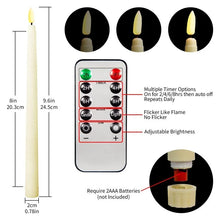 Load image into Gallery viewer, LED Flameless Flickering Taper Candles Remote Control Wedding Home Decor Set