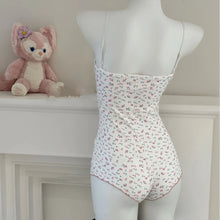 Load image into Gallery viewer, Women Sexy  Floral Print Bodysuit Lace Trim Sleeveless Slim Fit Leotard Summer Jumpsuit Romper Sexy Underwear Nightwear Lingerie