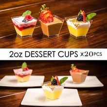 Load image into Gallery viewer, 20 Mini Dessert Cups with Spoons - Clear Plastic Parfait Appetizer Set