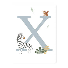 Load image into Gallery viewer, Customized Baby Name Poster Jungle Animals Lion Zebra Elephant Canvas Painting Kis Bedroom Wall Art Print Pictures Nursery Decor