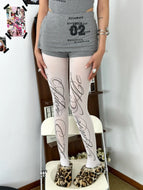 2000s Classic Y2K Style Cute Printed Jumpsuits for Women Japanese Sweet Kawaii Slim Sockings Lolita Thigh High Socks Emo Gilrs