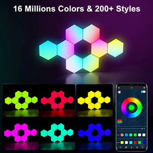 RGB LED Hexagon Wall Light - Bluetooth Control for Game Room and Bedroom